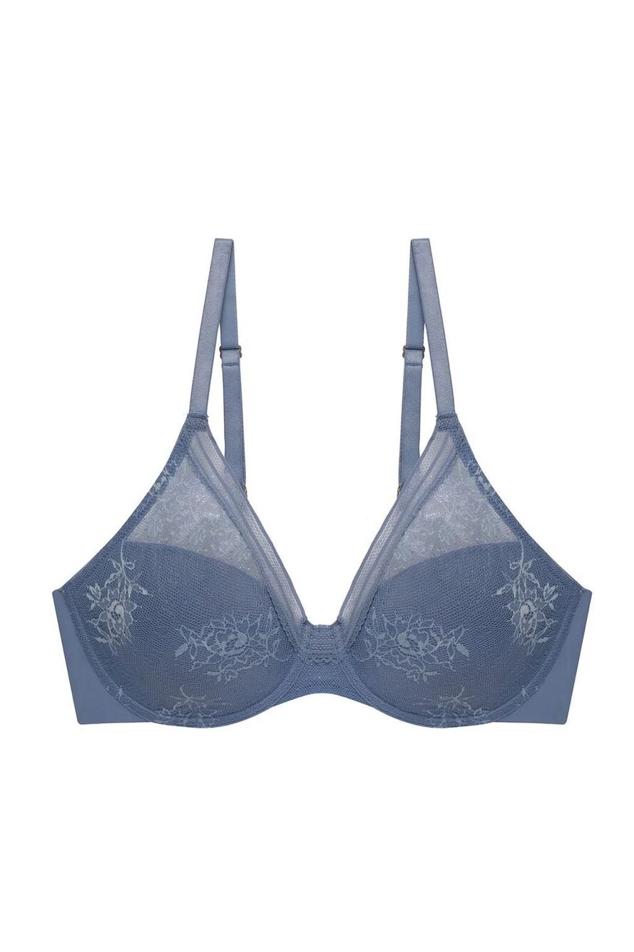 Natori Love Lace Full Coverage Plunge Underwire T-Shirt Bra Country Blue 34DD